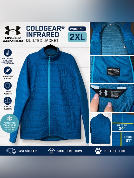 Under Armour Jackets & Blazers - Under Armour ColdGear Infrared Quilted Full Zip Jacket Blue Women’s 2XL